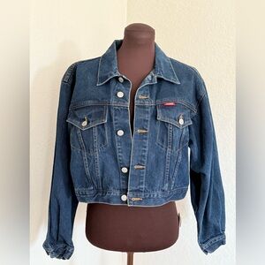 Cropped 90s Denim Jacket Size S Dark Wash Y2K